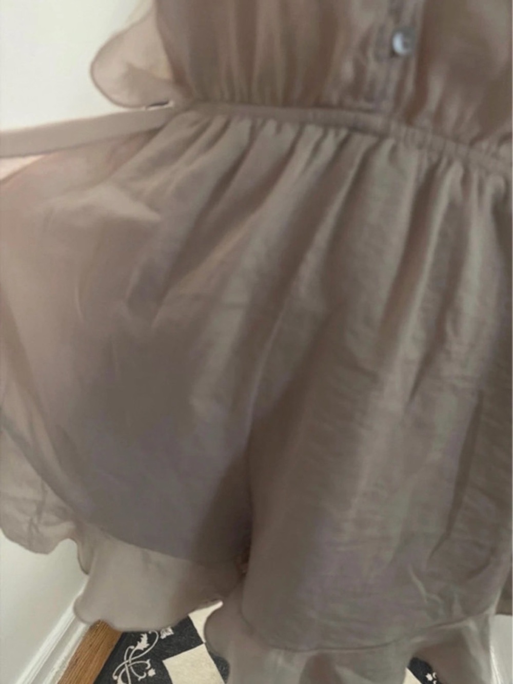 Charlotte Russe Blush Ruffle Button-Front Romper - Picture 3 of 3